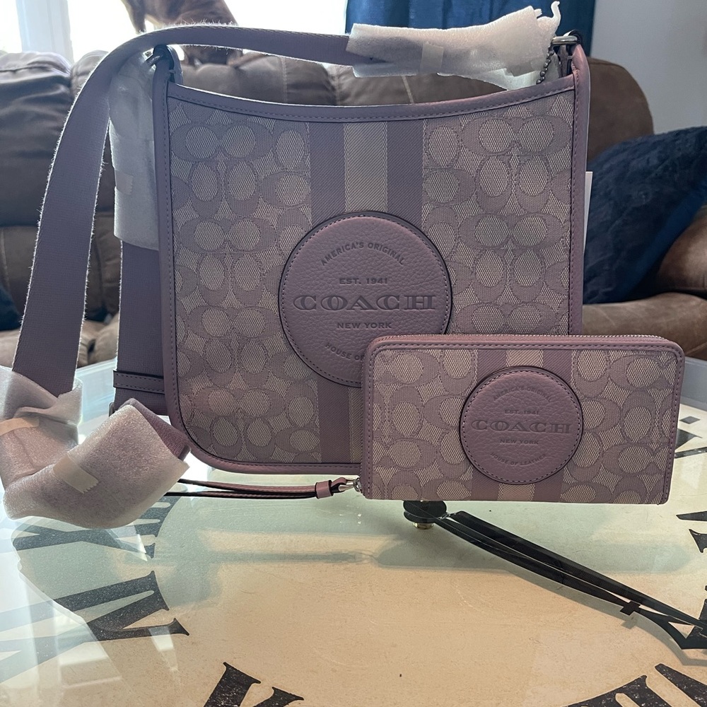 Beautiful Coach lilac crossbody plus wallet! New with tags!